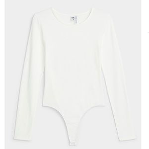 White eco-friendly organic cotton open back long sleeve bodysuit NWT